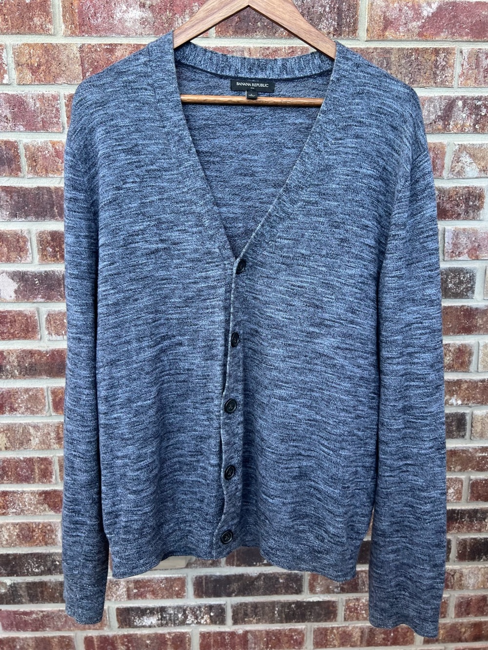 Banana Republic Blue Gray Melange Knit Button Front Cardigan Sweater Large